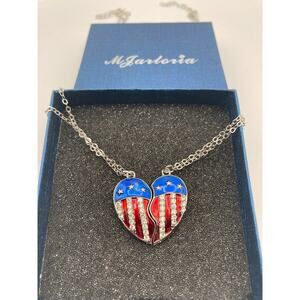 America Patriotic Connecting Hearts (Two Necklaces and charms) Red White & Blue